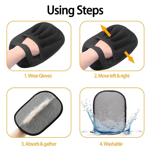 Foto 3 de 7 de WLICCHS 2 guantes para eliminar el pelo de animales, guantes estáticos transpirables para depilación