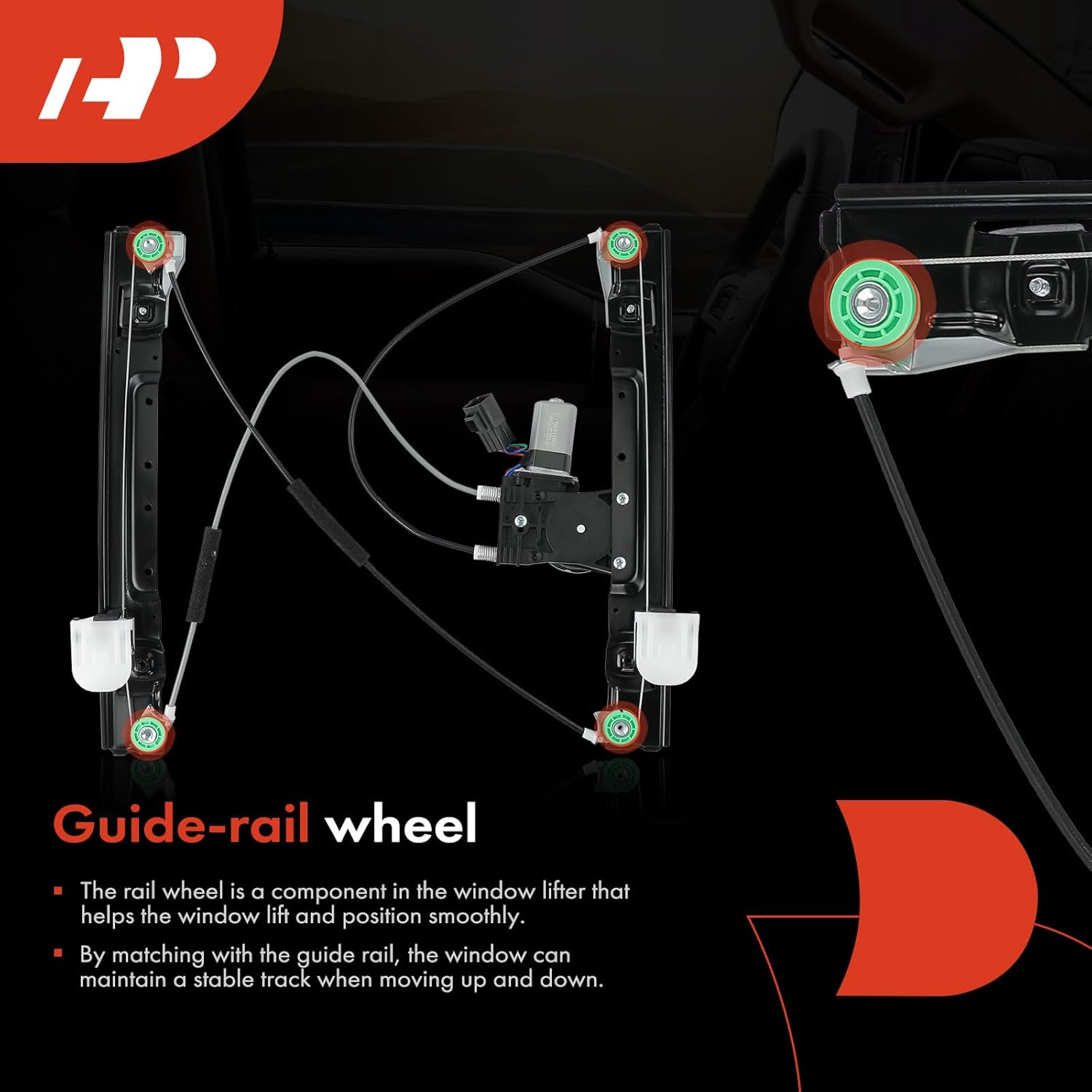 A-Premium Electric Power Window Regulator with Motor Compatible with Jaguar XJ 2010-2019 XJR 2014-2016 Sedan Front Left Driver Side