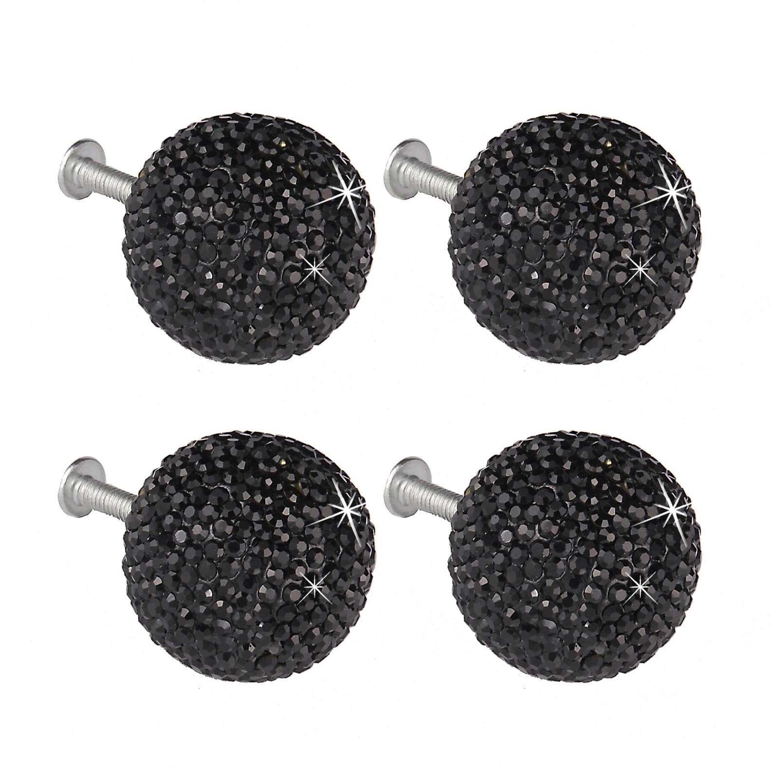 Limtula Black 4Pcs Rhinestones Dressers Knob Kitchen Cabinet Door Handle Wardrobe Pulls Simple Drawer Knob Fashion Furniture Hardware Drawer Handle Dressers Replacement
