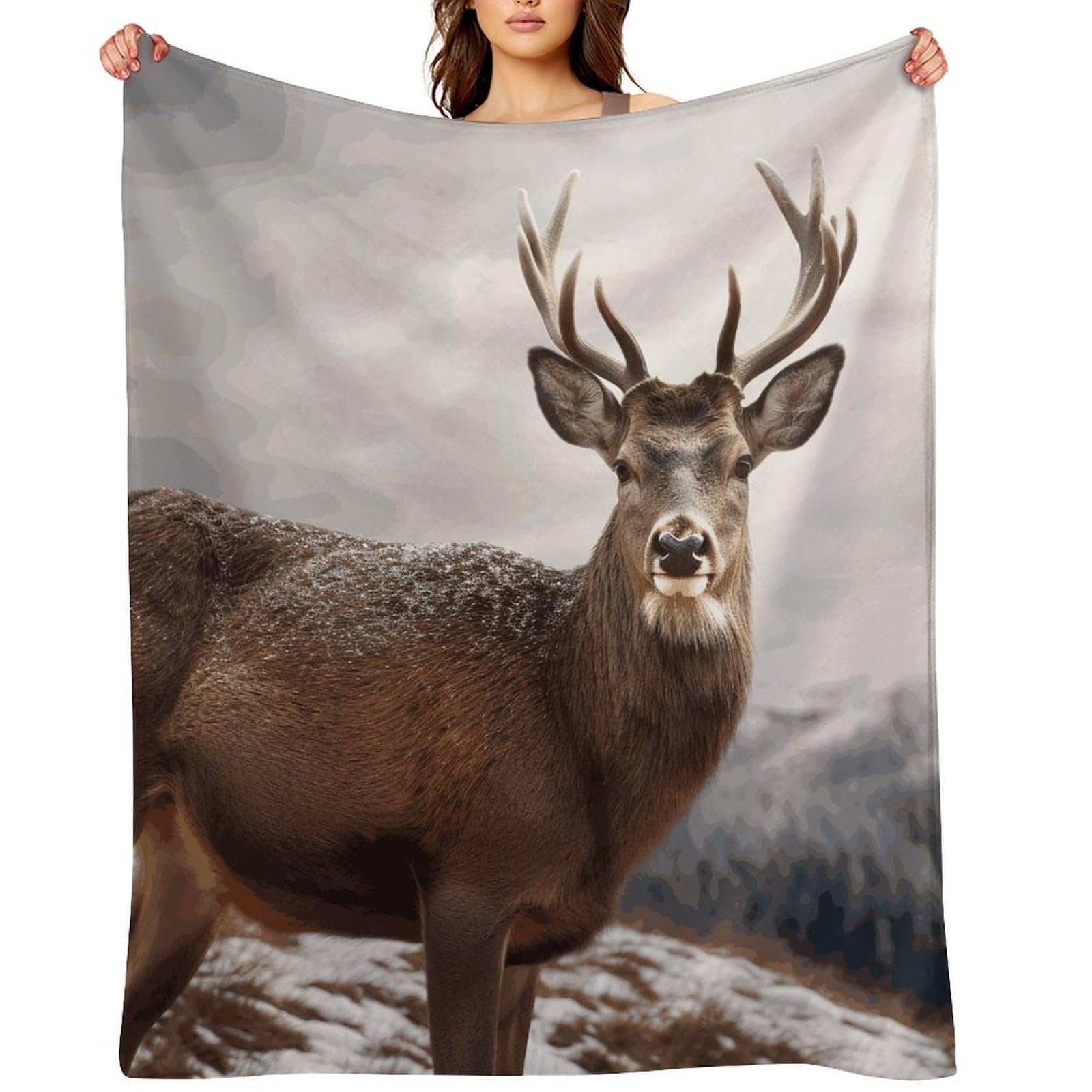 Wild Animals Deer Blankets Flannel Soft Blanket for Couch Warm Cozy Throw Blankets Fashion Bed Blanket Thick Bath Towel Bedspread Tapestry for Home Supplies Gift 32"x48"