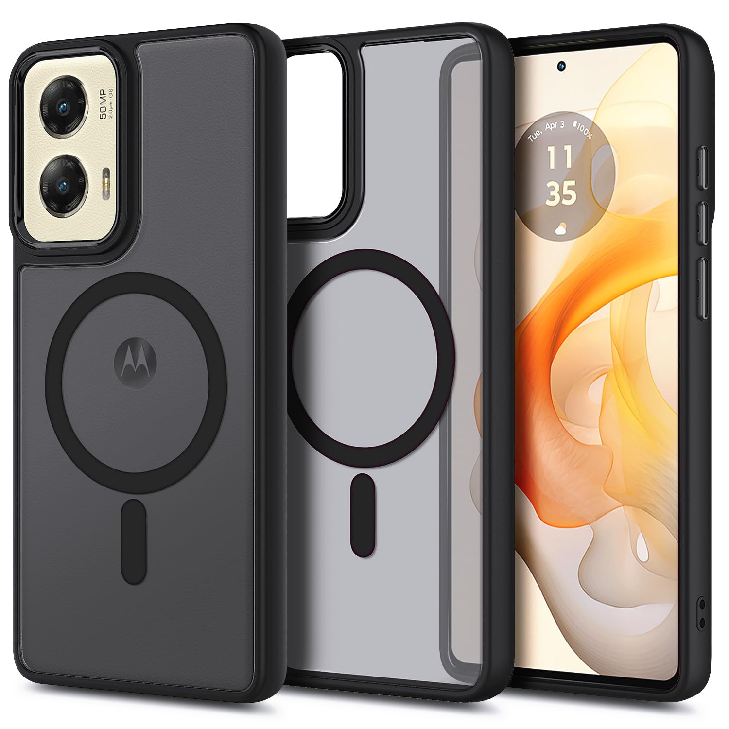 YZB Magnetic for Motorola Moto G Stylus-5G-2024 Case, Black | Compatible with MagSafe, Translucent Matte Scratch-Resistant Back, Military-Grade