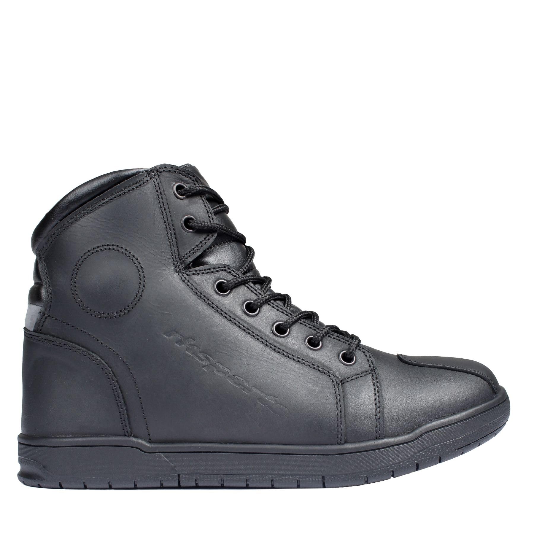 1002 Motorradstiefel aus Leder, Schwarz / Braun