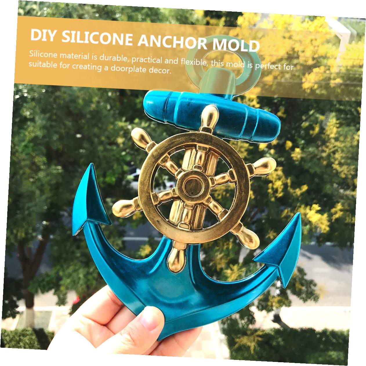 Hemobllo 4 Pezzi Stampo in Silicone a Forma di Ancora, Riutilizzabile, Flessibile, per Decorazione Murale e Targhetta Porta, per Fai da Te