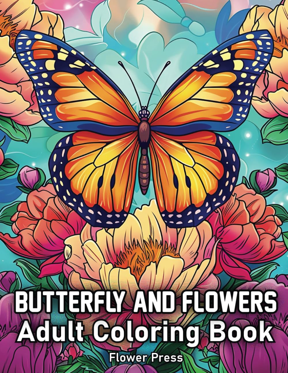 Butterfly And Flowers: Adult Coloring Book with 50 Butterfly and Flower Designs to Bring You Peace and Relaxation. Perfect for All Ages.