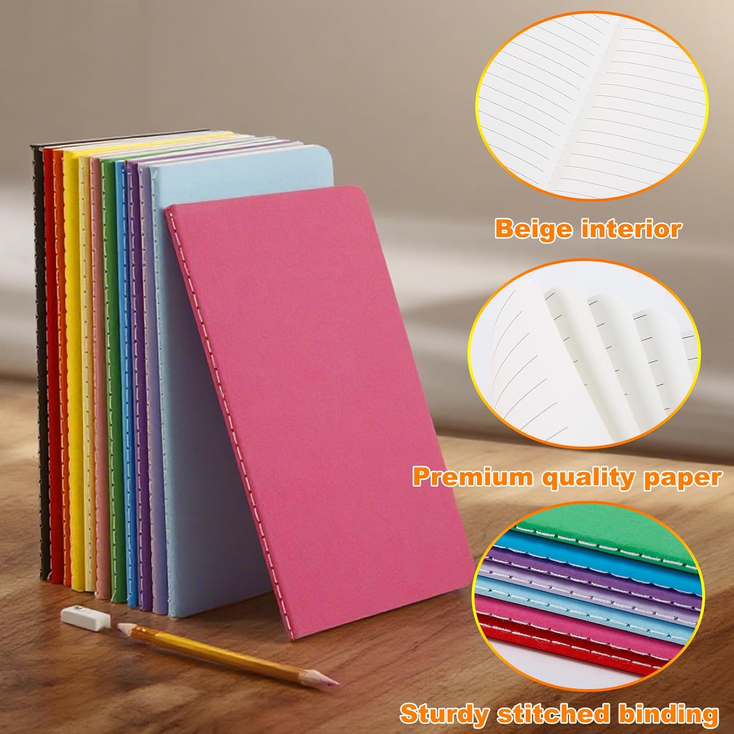 24 pcs Mini Notebooks Bulk, 3.5 x 5.5 in Pocket Notebooks, Colorful Soft Cover, Small Lined Journals for Students, Traveler, School Office Supplies, 30 Sheets/60 Pages - Image 4