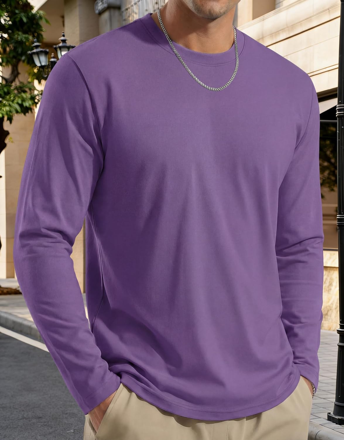 Mens Long Sleeve T-Shirts Casual Lightweight Crew Neck Shirts Moisture Wicking Basic Plain Tee