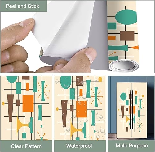 Miniatura 4 de Envoltura de vinilo autoadhesiva para refrigerador de los años 50, mediados de siglo, moderna, vintage, retro, de los años 50, Mod Fifties, diseño