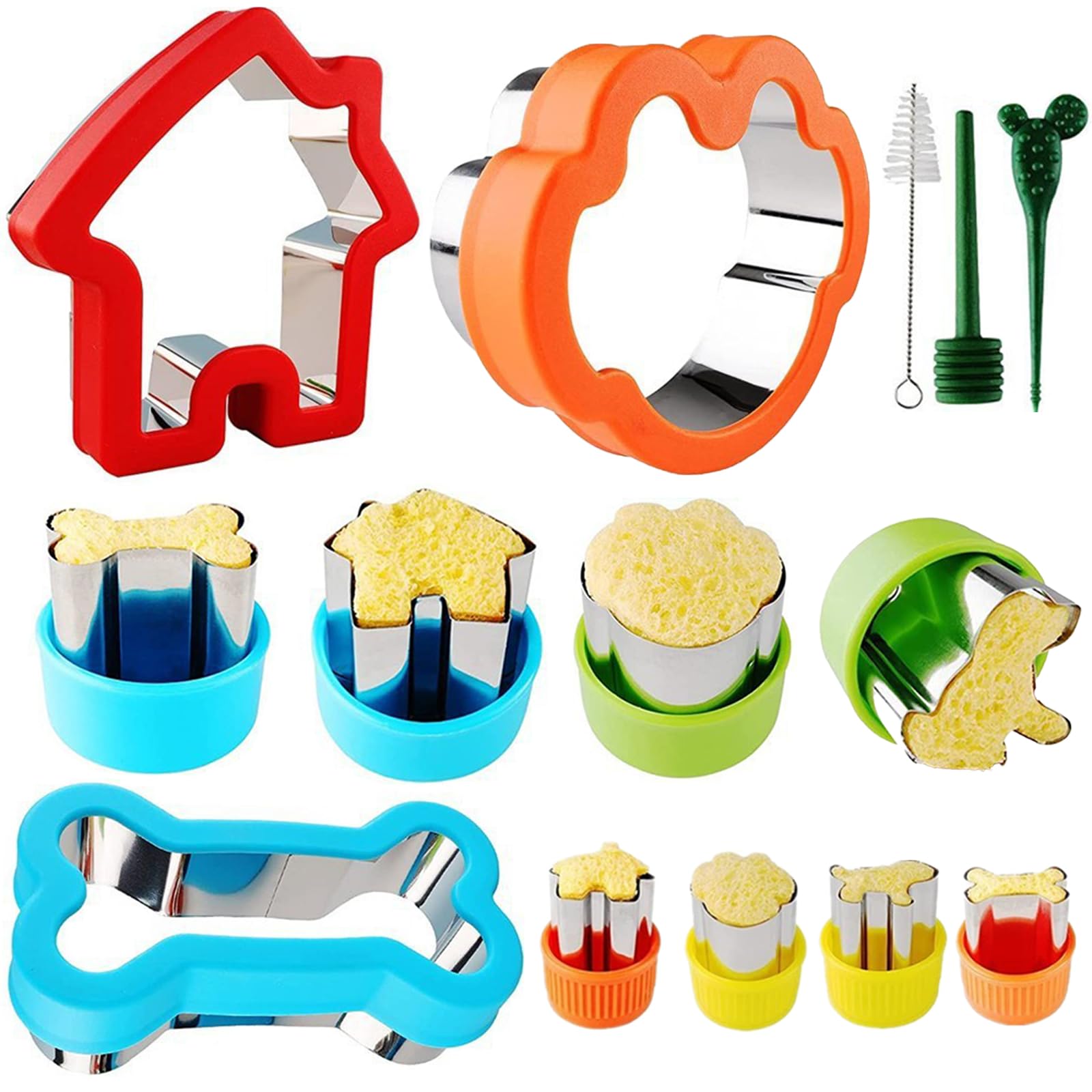 Sandwich Cutters-14 PCS Cookie Cutter Set, Kids Dog Theme Sandwich Cookie Cutters,Bread Cutter Set,Fruit Cutters, Kitchen Tools for Making Sandwiches, Hamburgers etc, Suitable for Lunch Bento Box