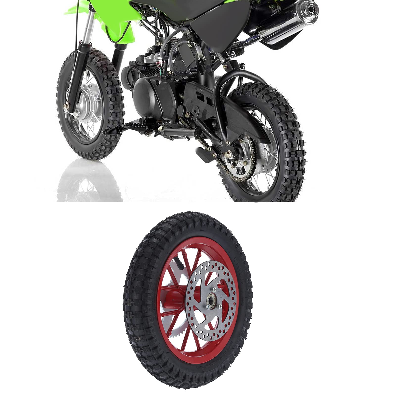 Tylne Koło Roweru Kieszonkowego Niezawodna Opona Przeciwpoślizgowa ze Stopu Stali do Roweru Terenowego 47 Cm3 49 Cm3, Wygodna w Użyciu dla Rowerzystów (C (czerwony))