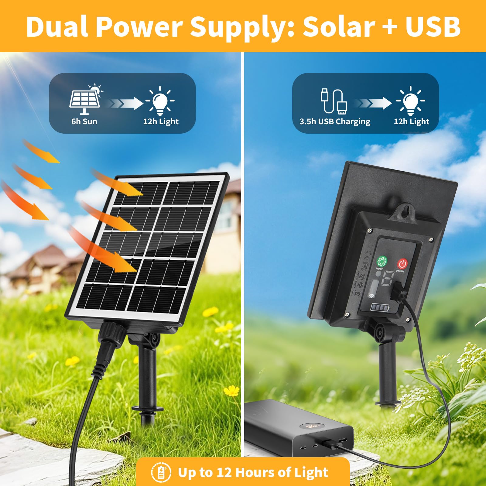 Hoteril 15M Solar Lichterkette Outdoor, 19+2 G40 Glühbirnen Dimmbar, IP65 Wasserdicht USB Laden Lichterkette Außen Solar, 8Modi & Timer LED Solarlichterkette Außen Wetterfest für Garten,Balkon,Party