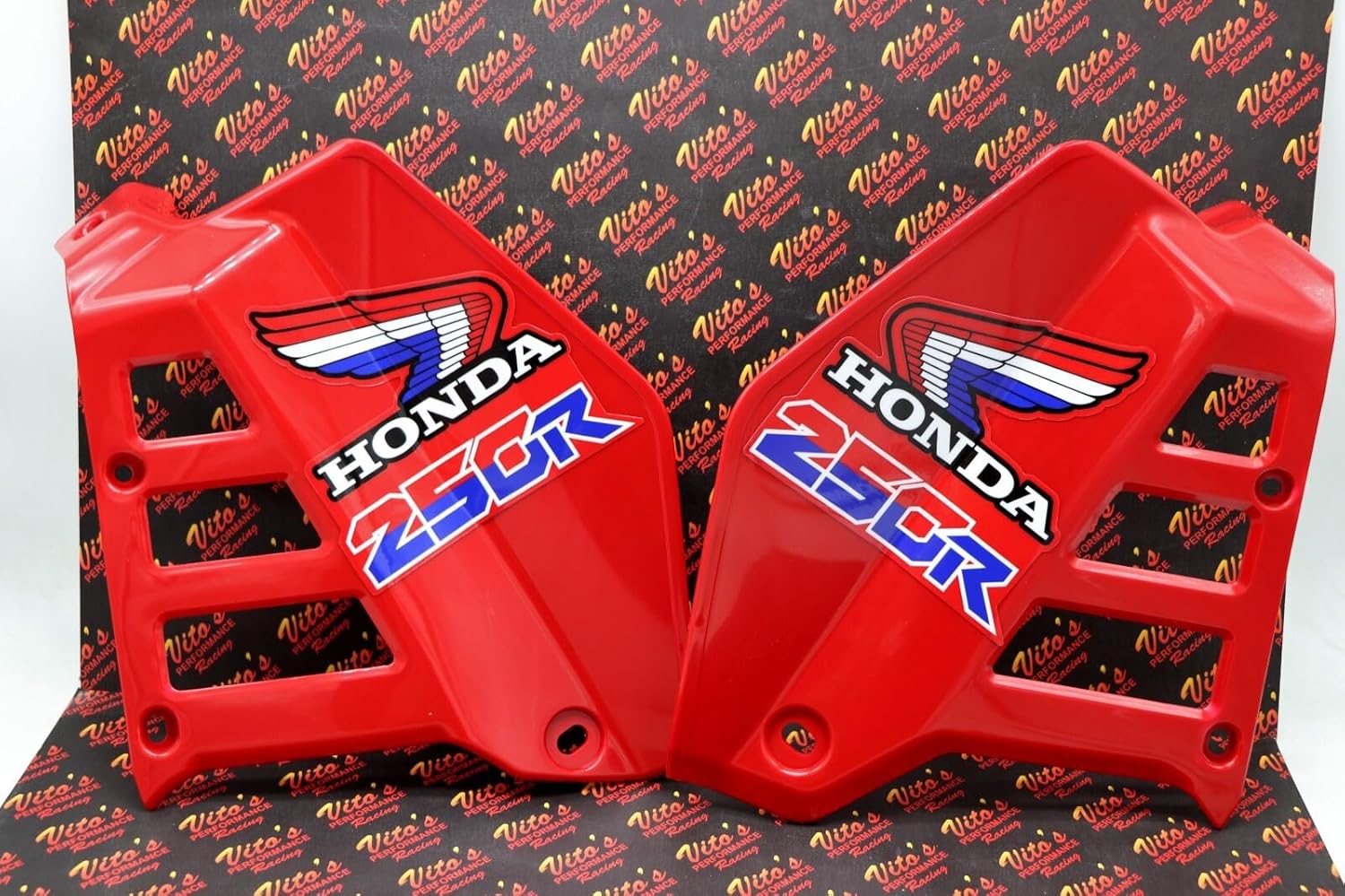 Radiator Shrouds tank plastic guards fits Honda ATC250R 1985 1986 RED + sticker kit