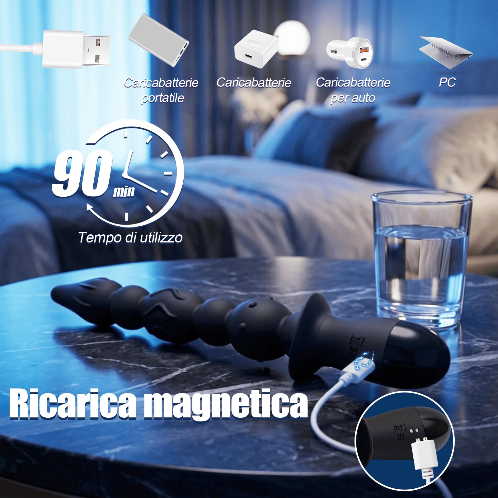 Perline Anali Plug Vibranti Massaggiatore per la Prostata Dilatatore | Buttplug con 10 Modalità di Vibrazione Punto G Vibratore Massaggiatore Prostatico Silicone Anale Plug per Uomini Donne Coppie