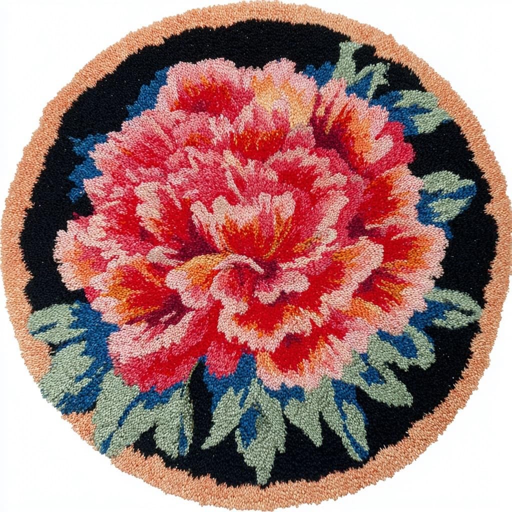 AMBATTERY Latch Hook Rug Kit Latch Hook Kits for Adults,Peony Flowers