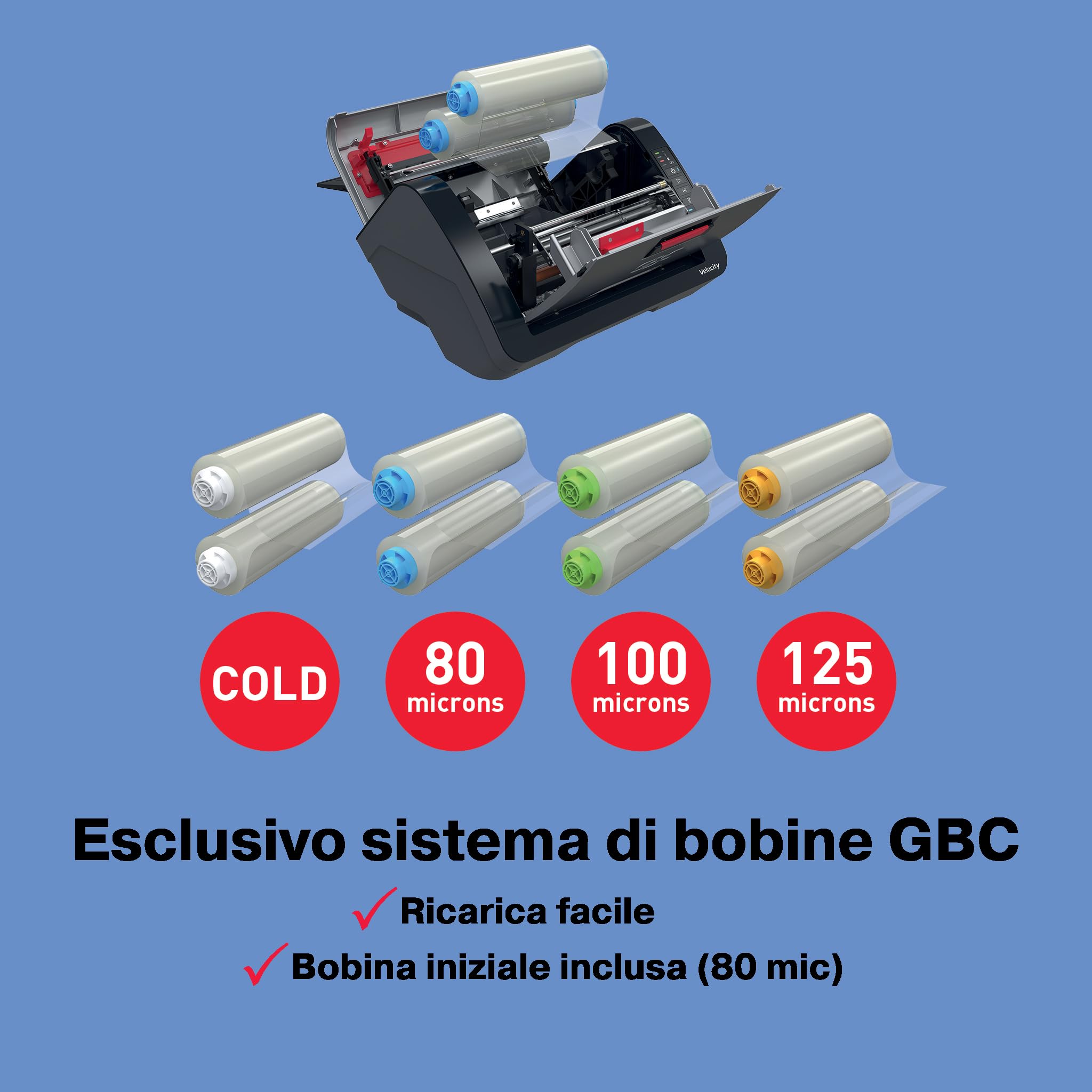 Plastificatrice Automatica GBC Velocity A4 - Plastificatrice da Tavolo con Allineamento e Taglio Automatico, Riscaldamento Rapido - Include Cartuccia Starter 80 Micron 42,5x23,5x34cm