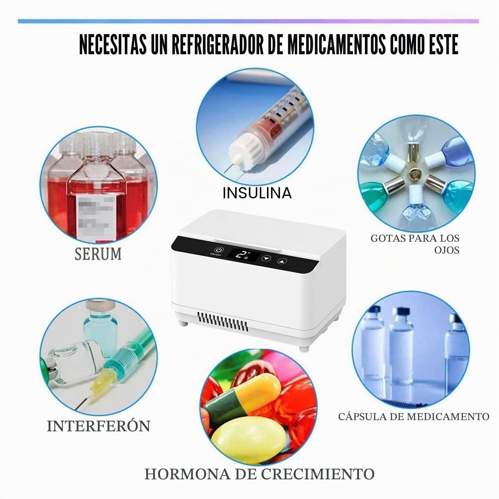 Nevera Portátil para Insulina y Medicamentos - Estuche Térmico Silencioso con Carga USB | Almacena 8 Plumas o 75 Cartuchos | Mantiene 2-8°C para Diabéticos