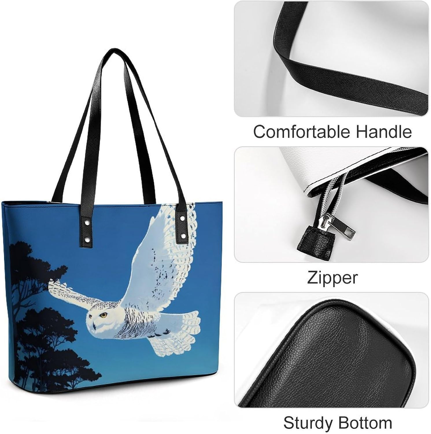 Flying Snowy Owl Women's Satchel Handbags Tote Shoulder Bag Purses for Travel Shopping Work
