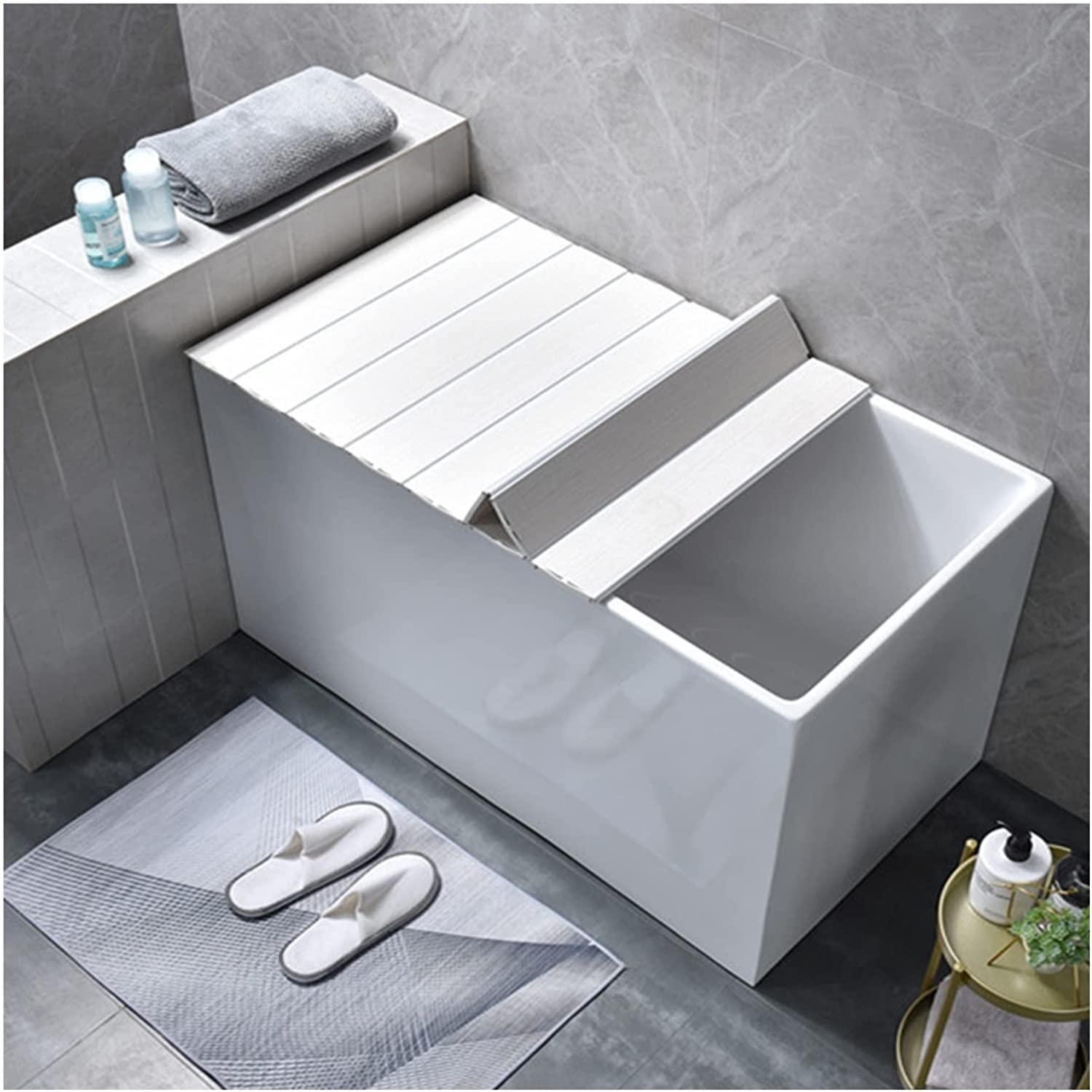 Couvercle d'isolation de baignoire blanc JATIBOSH pliable 116x70cm