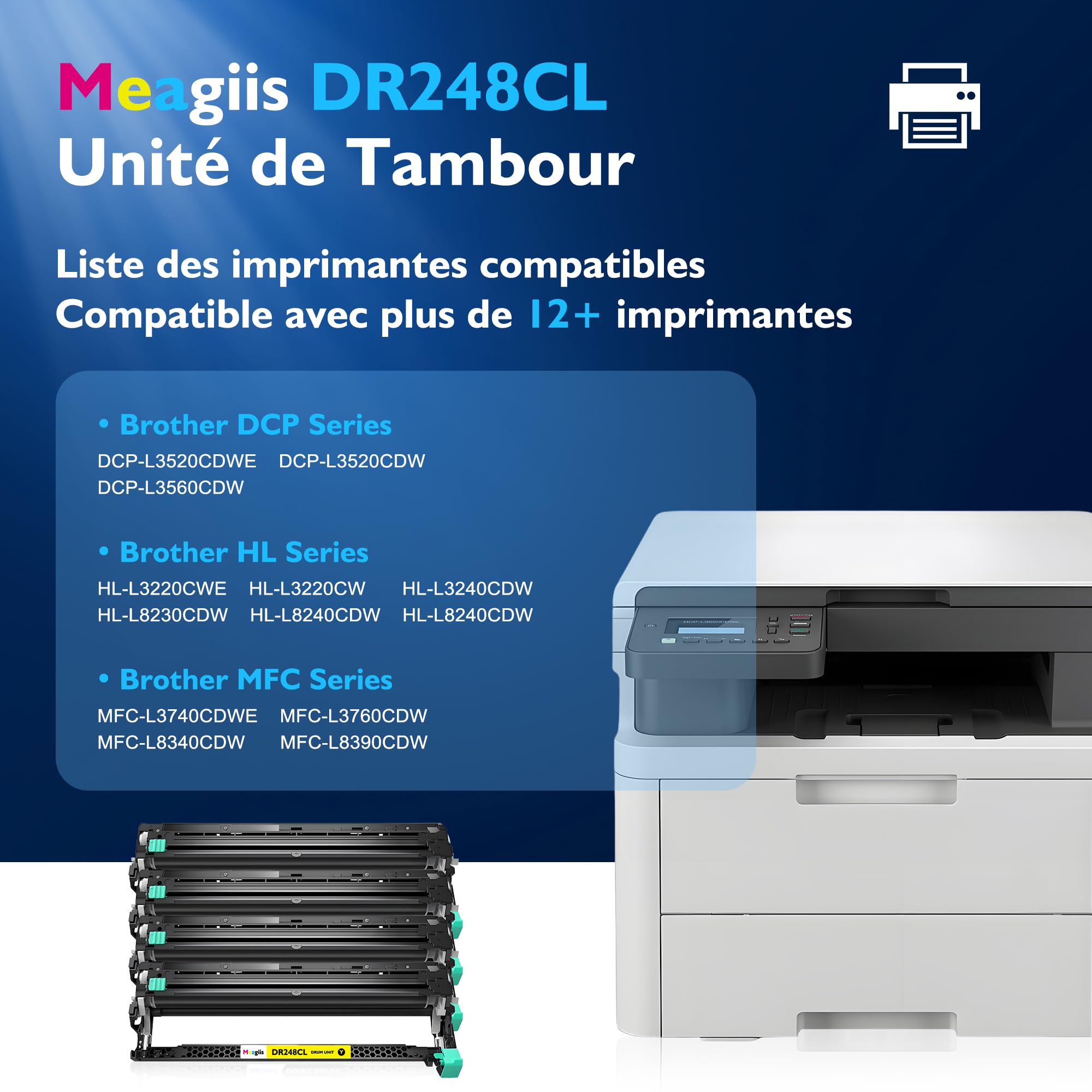 DR248CL Unité de Tambour compatibles pour Brother DR248CL DR-248CL Tambour pour Brother HL-L3240CDW DCP-L3560CDW MFC-L3760CDW HL-L3215CW HL-L3220CW DCP-L3515CDW DCP-L3520CDW (4 Paquet)