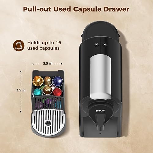 Miniatura 5 de CHULUX Mini máquina de café expreso, cafetera de 20 bares de una sola taza, modos de preparación dual para espresso y lungo, preparación rápida de