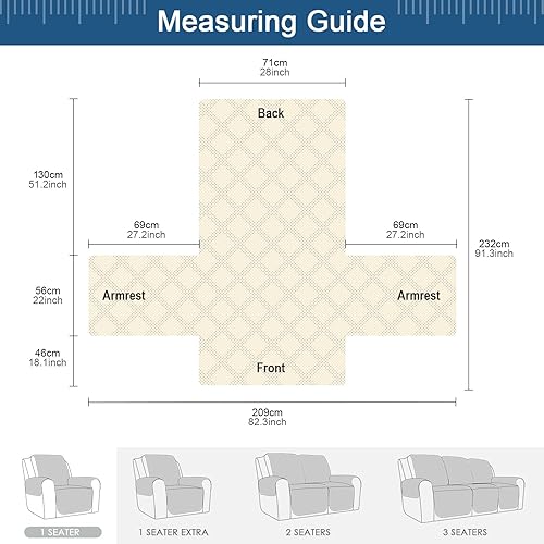 Miniatura 114 de TAOCOCO Funda para silla reclinable 100% impermeable, fundas antideslizantes para silla reclinable con bolsillo, protector de muebles lavable