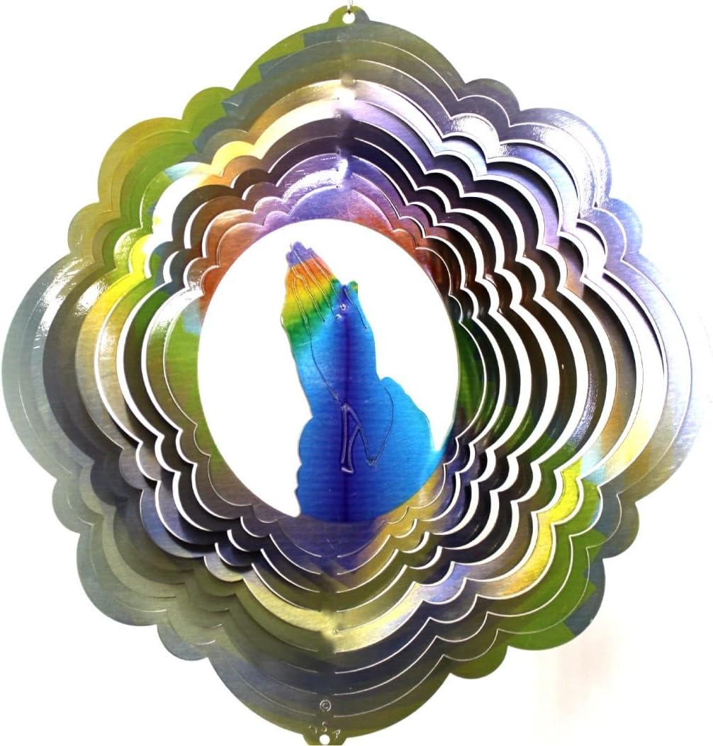 Stainless Steel Praying Hands Design- 12 Inch Wind Spinner