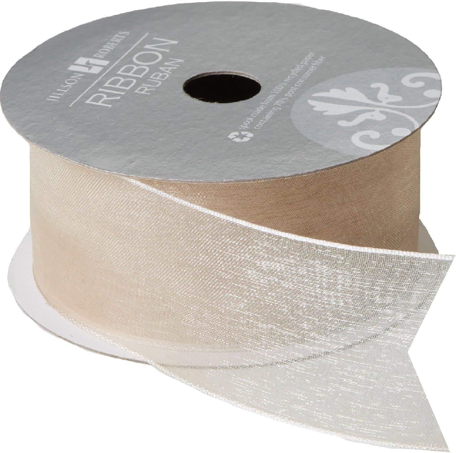 Jillson Roberts 6 Spool-Count 1.5" x 10' Sheer Organdy Ribbon Christmas Assortment, Red/Green/Gold/Silver/White/Ivory