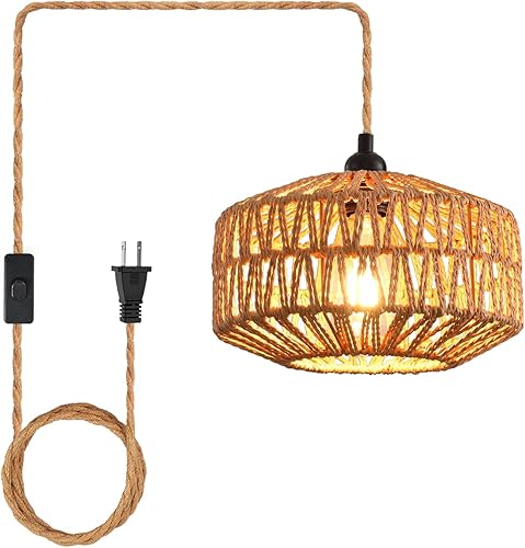 Miniatura 13 de Cable de luz colgante industrial de 15 pies - Accesorio de luz colgante enchufable, Cable de lámpara colgante estilo granja de 15 pies con 1