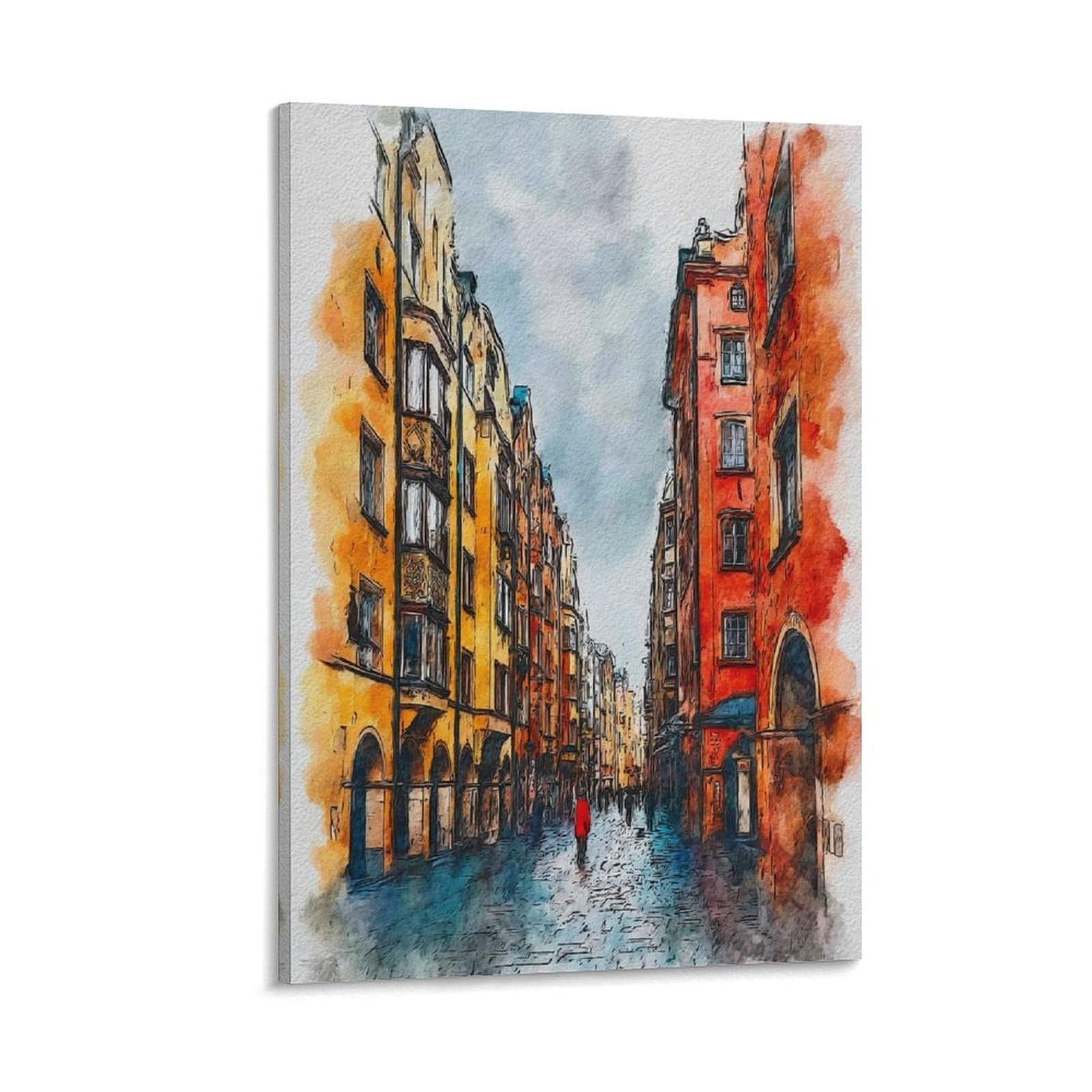 Cnaheiz Frame-Style Innsbruck Austria 08X12inch(20X30cm) Vintage Travel Poster Watercolor Canvas Art