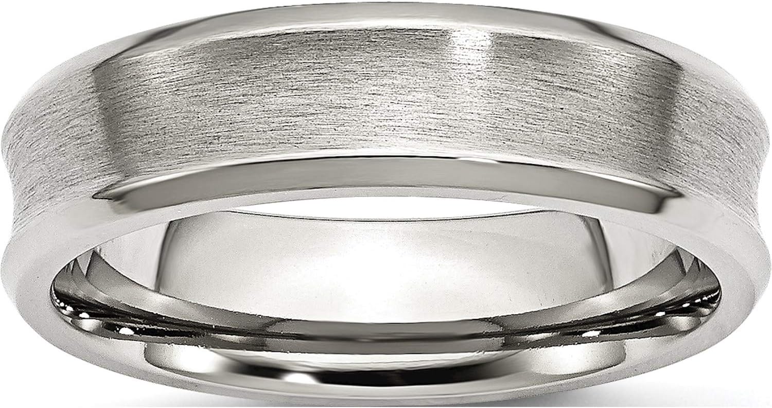 Chisel Stainless Steel Concave Beveled Edge 6mm Brushed/Polished Band (Width=6)