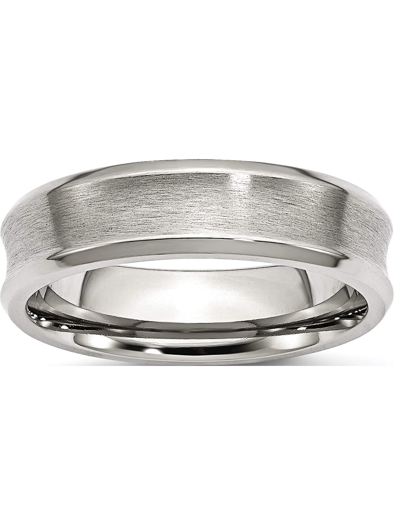 Chisel Stainless Steel Concave Beveled Edge 6mm Brushed/Polished Band (Width=6)