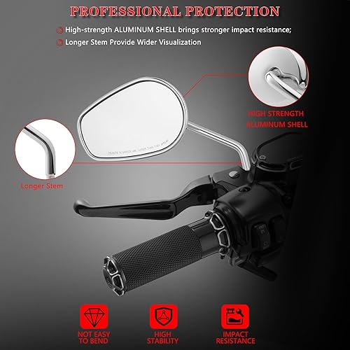 Miniatura 9 de LDJXDADI Espejos Sportster negros para Road King Street Electra Glide Dyna Softail Road Glide Retrovisor de motocicleta 1982-2019 2020 2021 2022 2023