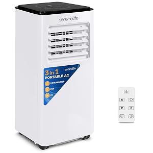 SereneLife 8000 BTU Portable Air Conditioner 3-in-1 Compact Standing Air Conditioner for Room Up to 350 Sq Ft
