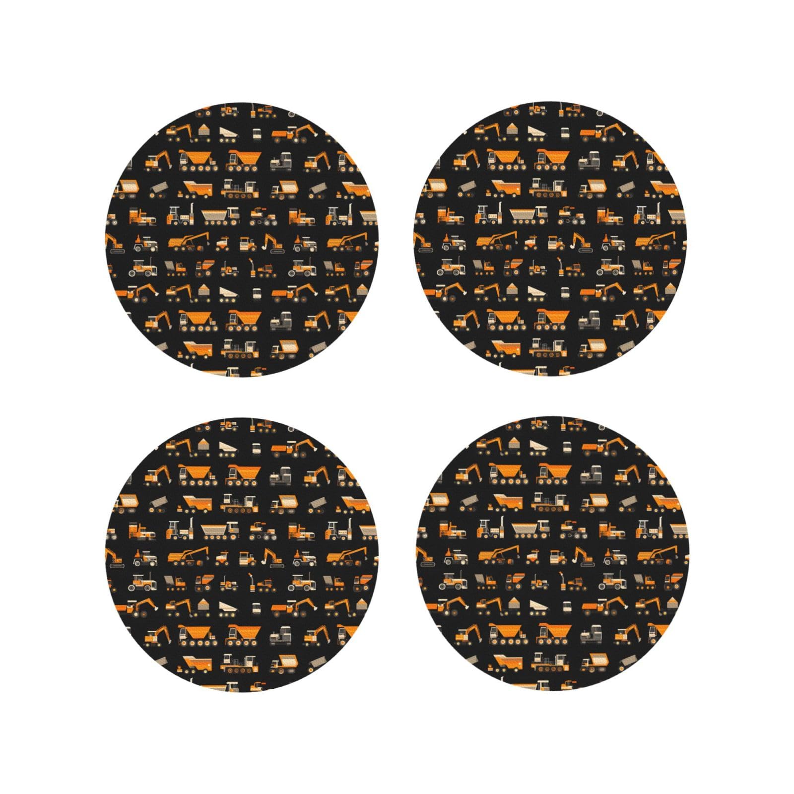 Smazdfxx Women's As Pic Leather Coasters Set Of 4 - Construction Excavator Print Lightweight Drink Coasters For Desk