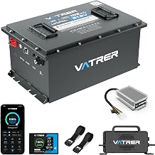 VATRER POWER 48V 105Ah Lithium Golf Cart Battery, UL2271 Certified | Complete Upgrade Kit, Built-in 200A BMS Max 10.24kW Output, Includes Charger LCD Display Voltage Reducer for Golf Carts