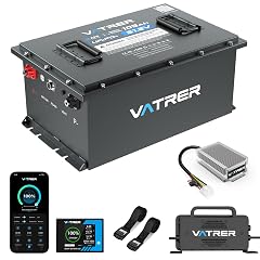 48V 105Ah Lithium Golf Cart Battery Complete Upgrade Kit with Charger LCD Display Voltage Reducer Retention Strap Built-in