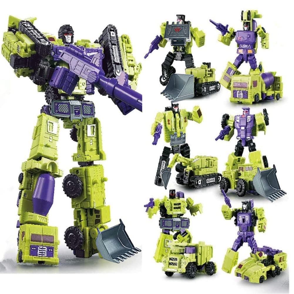 GT Engineering Devastator Green Alloy Combiner 6 in 1 Construction Vehicles into Car Truck Bucket Loader Model for Boys & Girls