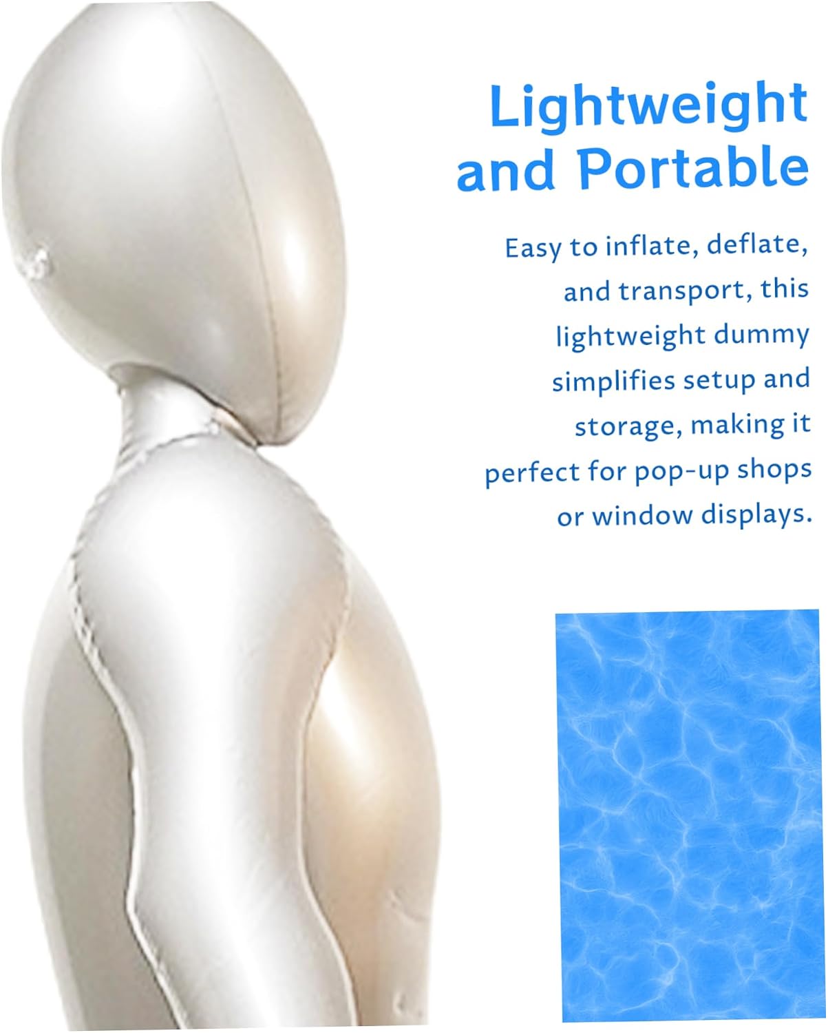 Inflatable Mannequin Full Body PVC Soft Inflatable Dummy w/Arm Stylish Blow up Mannequin for Clothing Display Silver