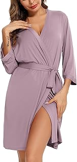 Short Robes For Women Soft Bathrobe Lightweight Bamboo Kimono Robes Ladies Loungewear