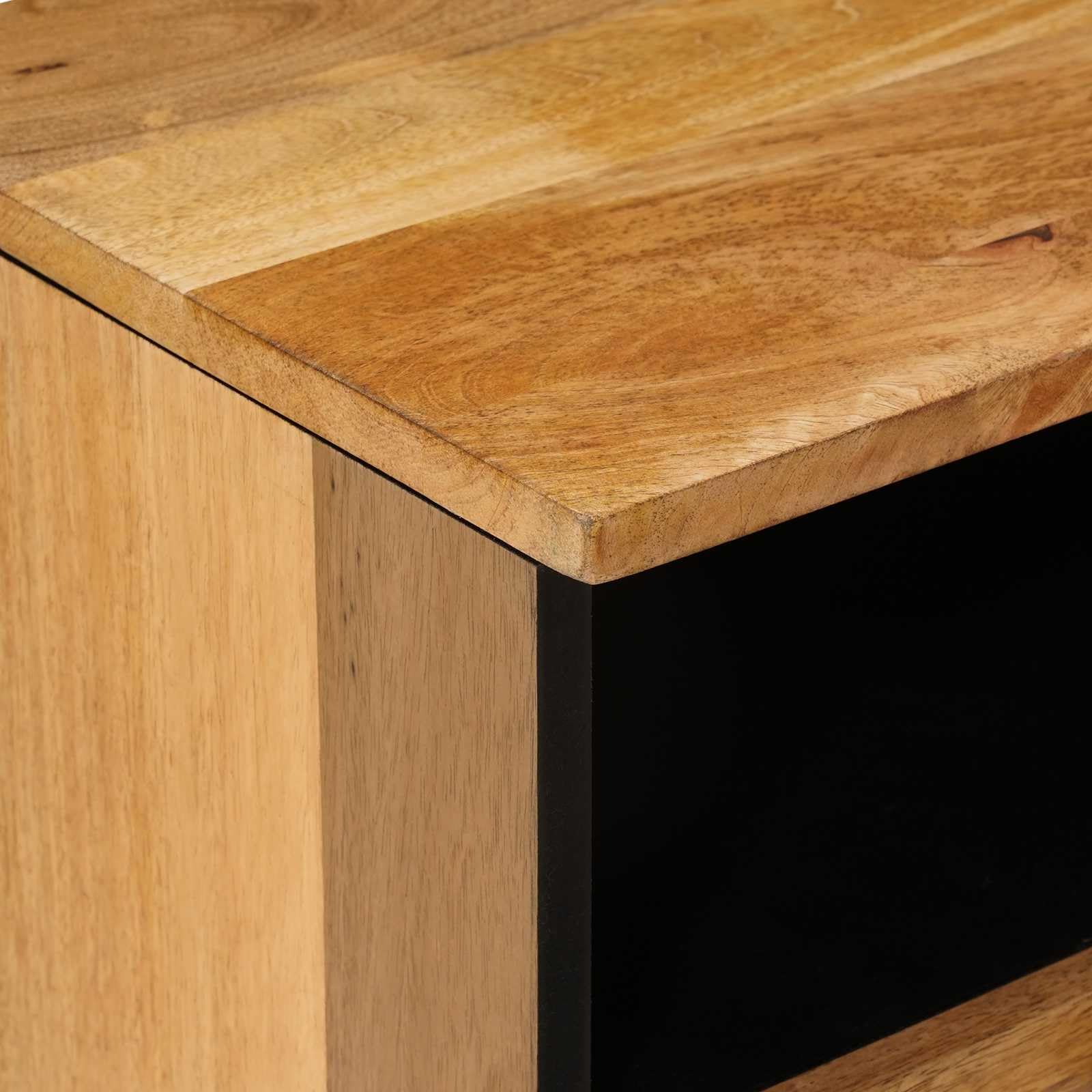 Mobile TV in legno massello di mango naturale, 100 x 33 x 46 cm, con ripiano e cassetti, per soggiorno, home theater, gaming, CD e DVD