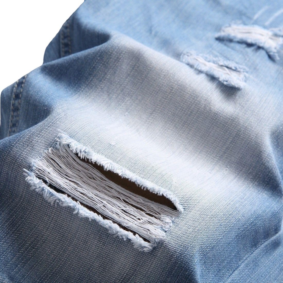 Pantalones cortos de mezclilla ligeros para hombre, ajuste recto, no elásticos, hasta la rodilla, pantalones cortos casuales