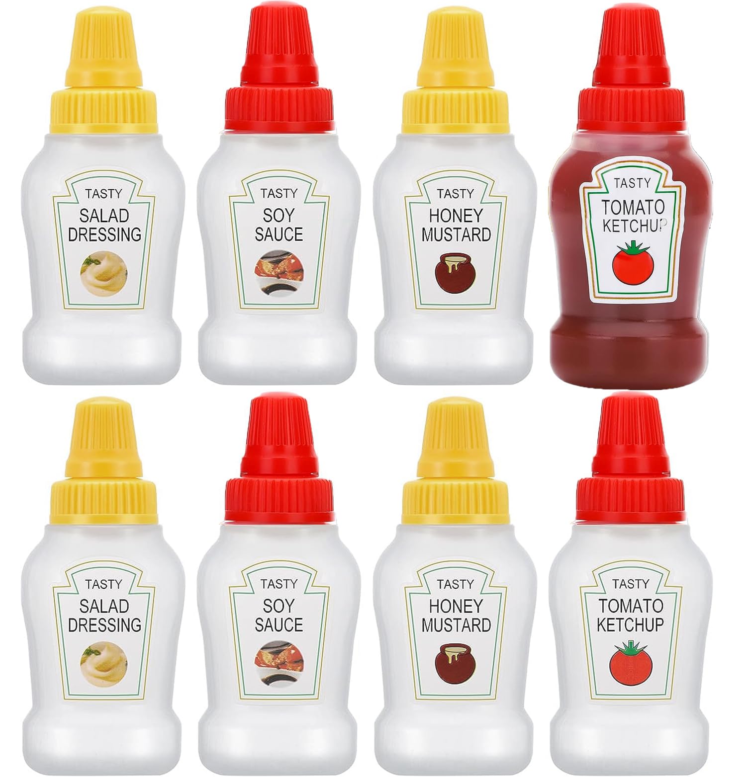 8 Pieces Mini Ketchup Squeeze Bottles 25ml Honey/Ketchup