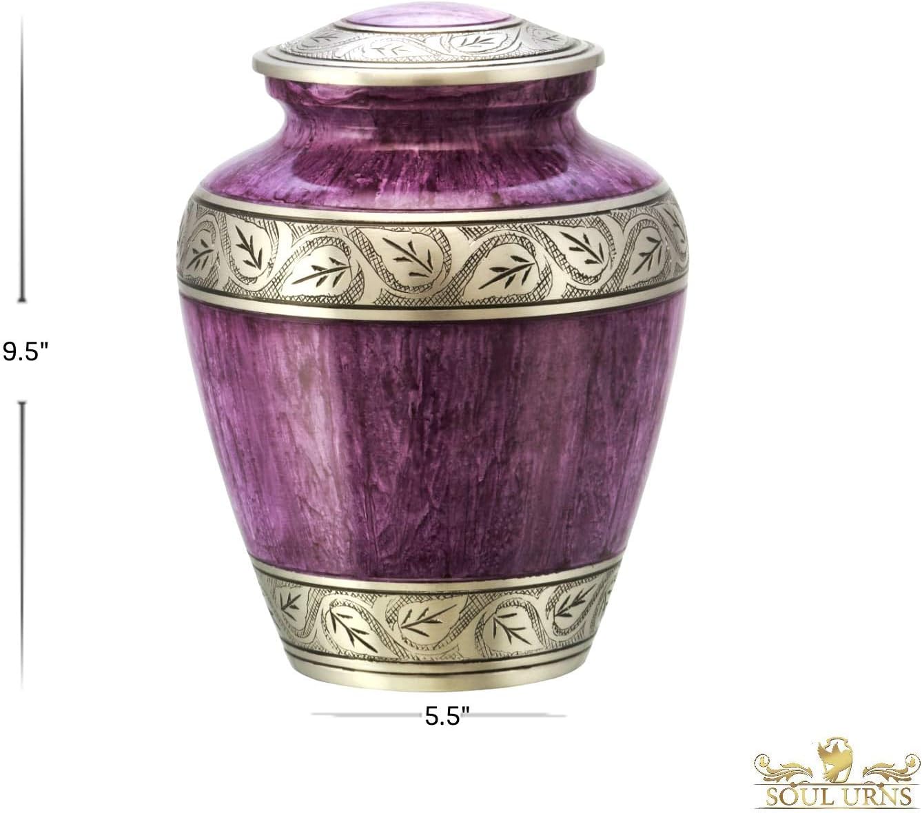 SOULURNS® - Classic and Beautiful Marble Purple Finish Cremation Urn for Human Ashes with a Warm, Comforting Classy Finish