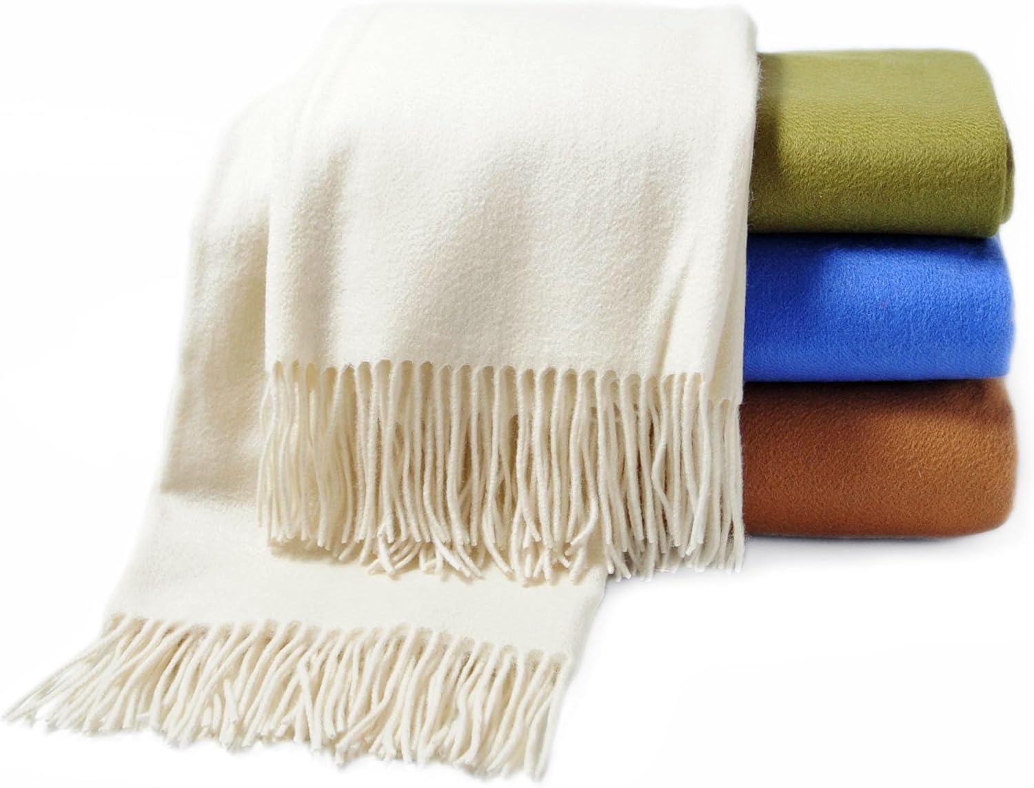 CUDDLE DREAMS Premium Cashmere Throw Blanket with Fringe, Luxuriously Soft (Ivory) - Image 8