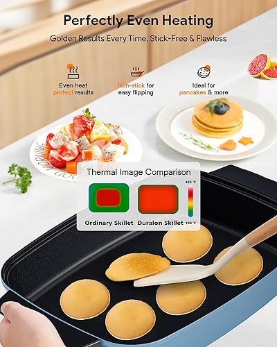 Miniatura 10 de Nuwave Medley XL - Sartén eléctrica digital, plancha de tamaño familiar con tapa de vidrio, calefacción de precisión mejorada 2025, 100-425F,