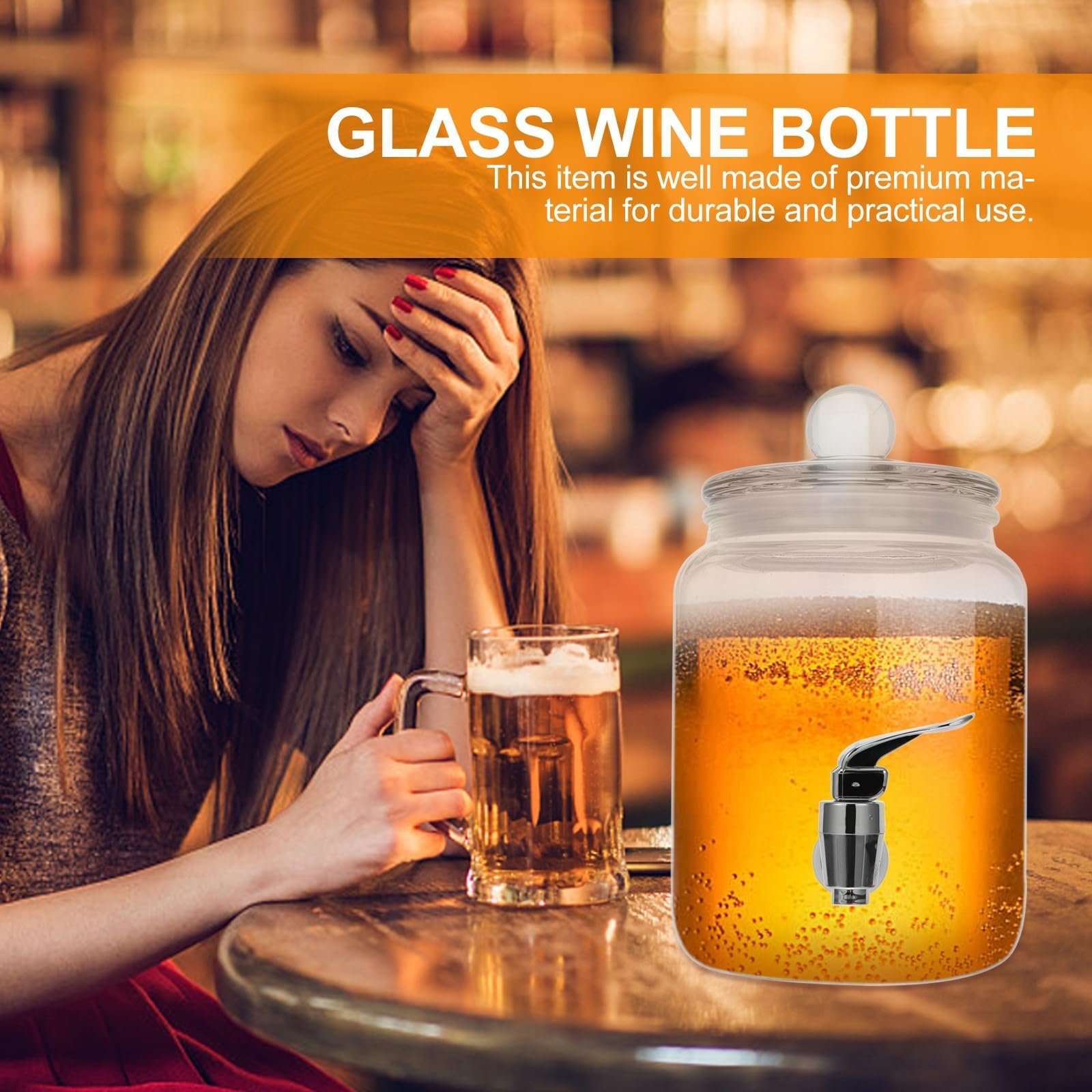 SHINEOFI Dispensador de Bebidas Frías de Vidrio Grifo para Fiestas y Bodas, Diseño Clásico y Funcional para Almacenar y Servir Vodka y Ron