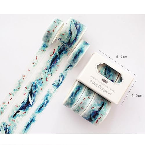 Miniatura 5 de YUBBAEX Bonito juego de 3 rollos de cinta adhesiva de estilo japonés impreso para artes, manualidades, suministros de diario, planificadores,