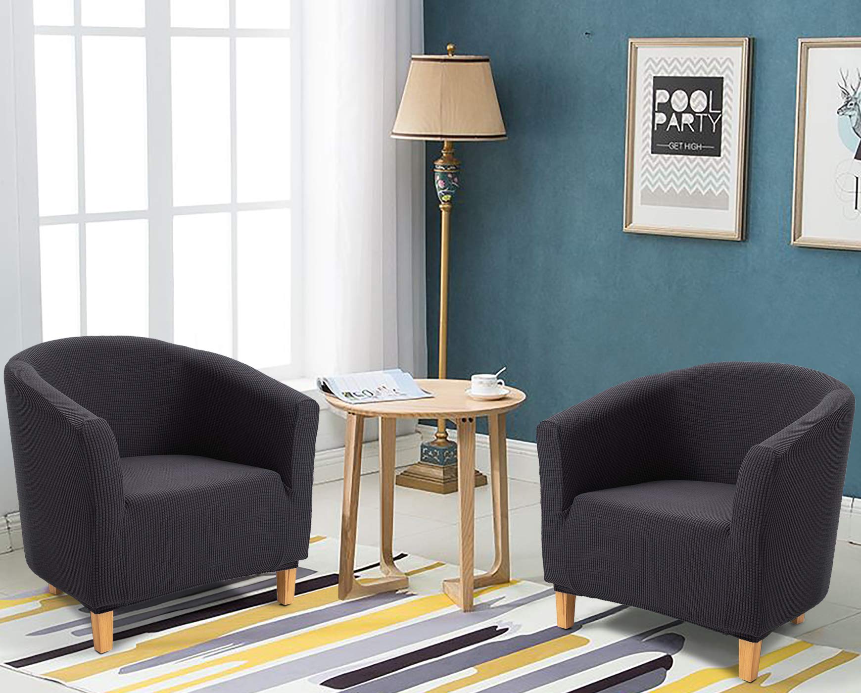 TIANSHU Housse De Fauteuil En Velours Chesterfield - Gris Clair - Jacquard Luxueux - Élastiquée Antidérapante
