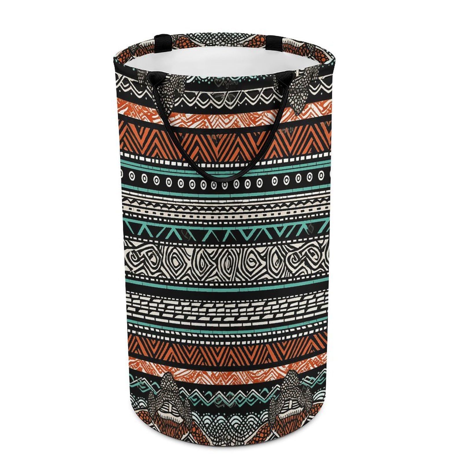 Ethnic Turtle Striped Laundry Basket Freestanding Laundry Hamper with Handles Waterproof Dirty Clothes Hamper Collapsible Washing Bin Aesthetic Clothes Basket for Bathroom Bedroom Dorm