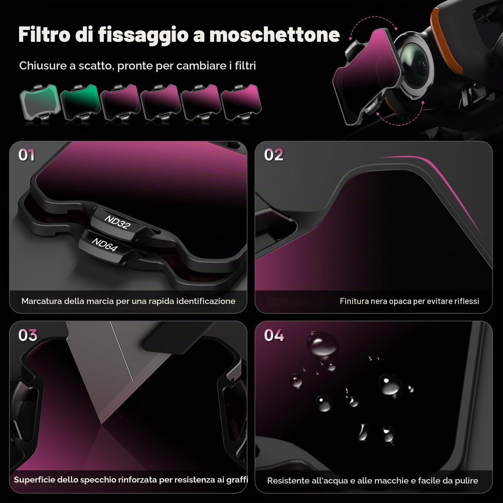 Avata - Set di 2 filtri ND, filtri a densità neutra, accessori per droni DJI Avata 2, confezione da 6 (CPL, UV, ND8, ND16, ND32, ND64)