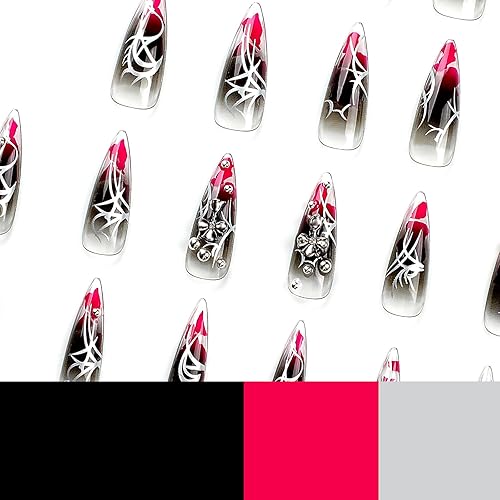 Miniatura 5 de SINHOT Uñas postizas largas a presión, uñas postizas largas con pegamento brillante, uñas acrílicas de crucifixión, uñas artificiales de almendra